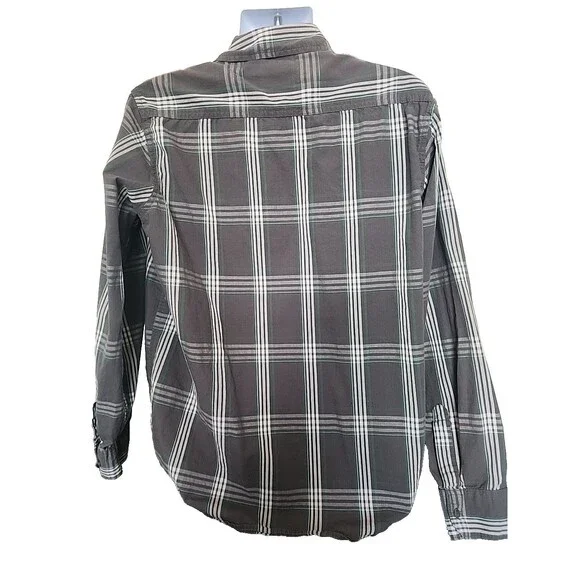 Men's Wrangler Button Up Long Sleeve Green/Gray Flannel Size L 100% Cotton - Picture 3 of 5